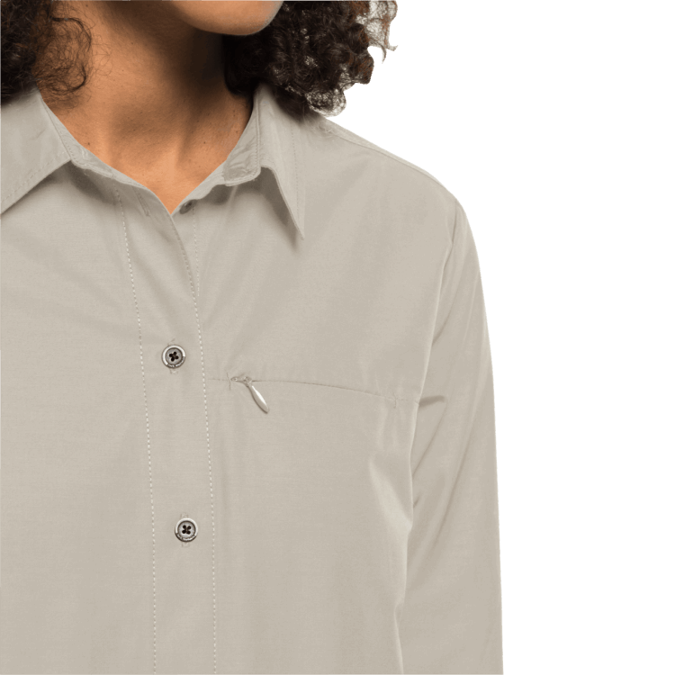 Women's Lakeside Roll-Up Shirt Dusty Grey Hot Brand Jack Wolfskin
