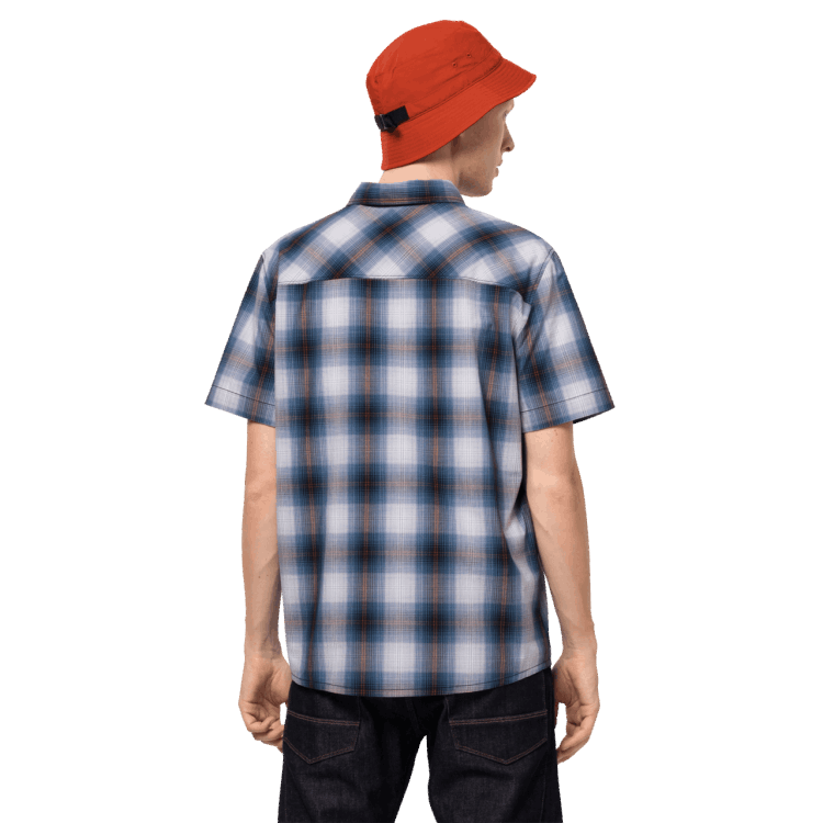 Fashion Night Blue Checks Brand Jack Wolfskin Men's Hot Chili Shirt