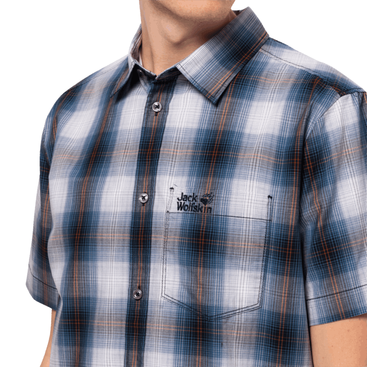 Fashion Night Blue Checks Brand Jack Wolfskin Men's Hot Chili Shirt
