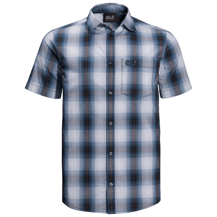 Fashion Night Blue Checks Brand Jack Wolfskin Men's Hot Chili Shirt