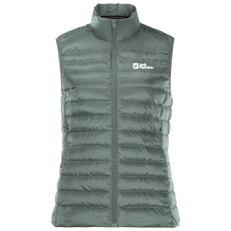 Women's Pack & Go Down Vest Fashion Hedge Green Brand Jack Wolfskin