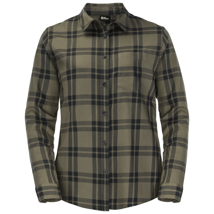 Brand Jack Wolfskin Women's Passenger Shirt Dusty Olive Checks Original