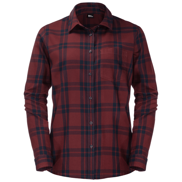 Brand Jack Wolfskin Women's Passenger Shirt Hot Cordovan Red Checks