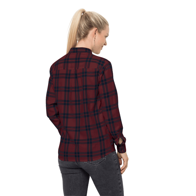Brand Jack Wolfskin Women's Passenger Shirt Hot Cordovan Red Checks