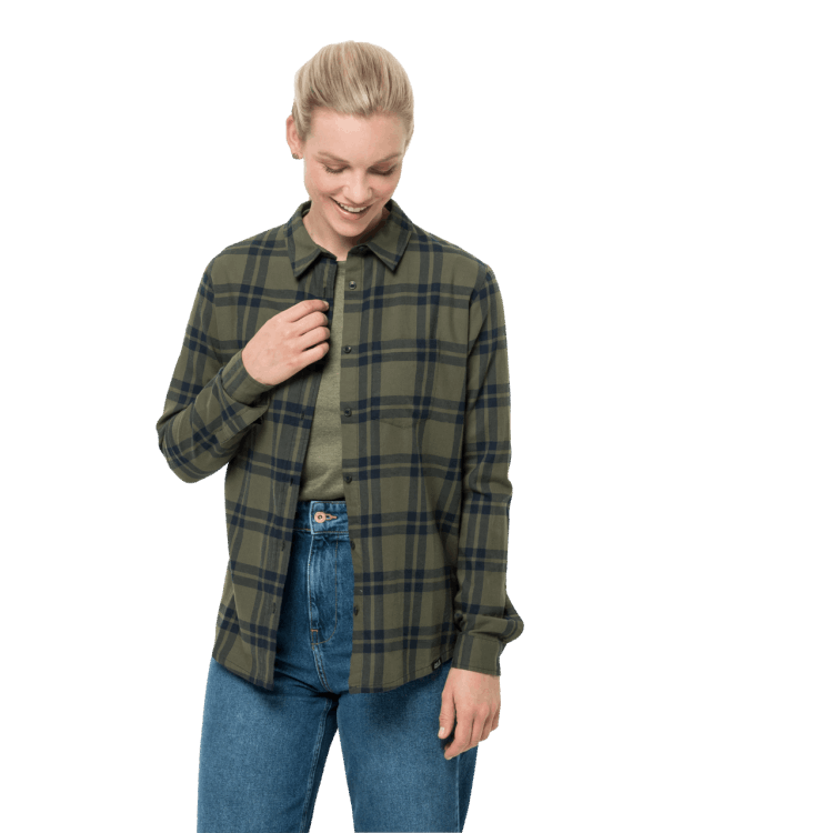 Midnight Blue Checks Brand Jack Wolfskin Women's Passenger Shirt New