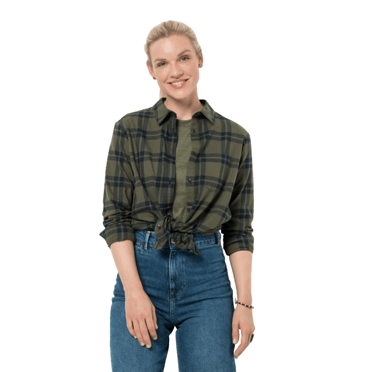 Midnight Blue Checks Brand Jack Wolfskin Women's Passenger Shirt New