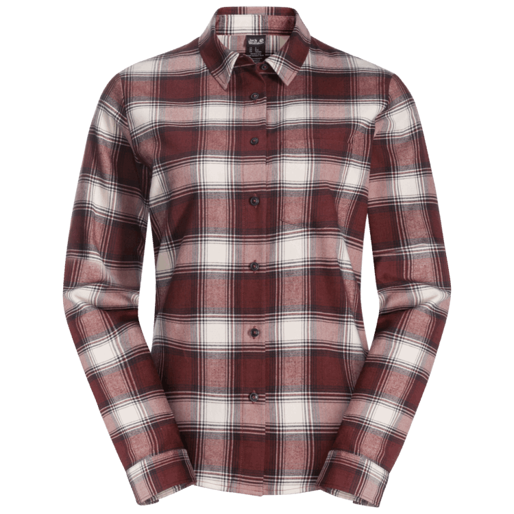 Cordovan Red Checks Collection Women's Wanderweg Shirt Brand Jack Wolfskin