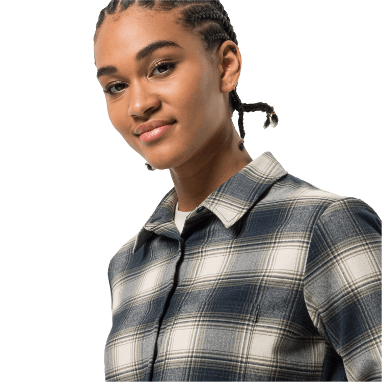 Night Blue Checks Women's Wanderweg Shirt Brand Jack Wolfskin Collections