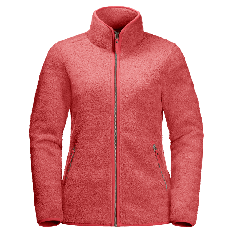Women's High Cloud Jacket Origins Coral Red Brand Jack Wolfskin