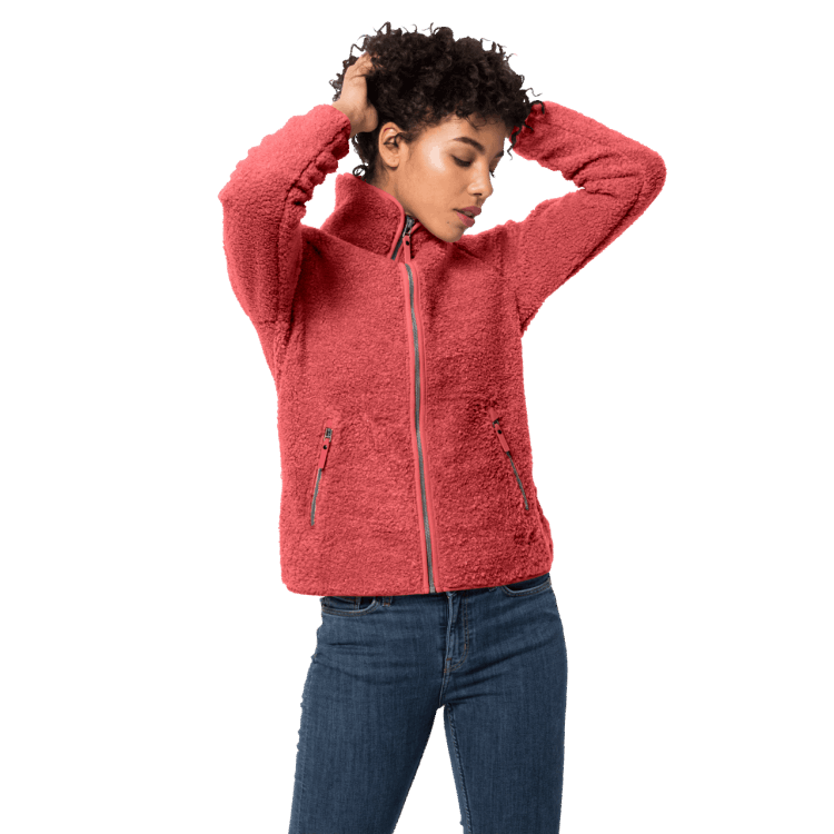 Women's High Cloud Jacket Origins Coral Red Brand Jack Wolfskin