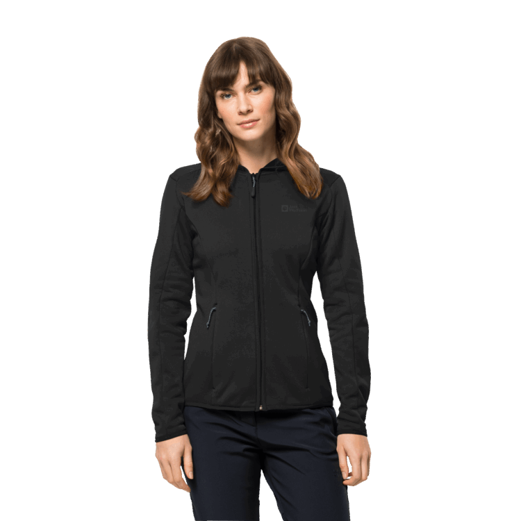 Hot Brand Jack Wolfskin Black Women's Baiselberg Hooded Full-Zip