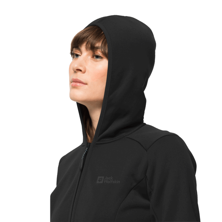 Hot Brand Jack Wolfskin Black Women's Baiselberg Hooded Full-Zip