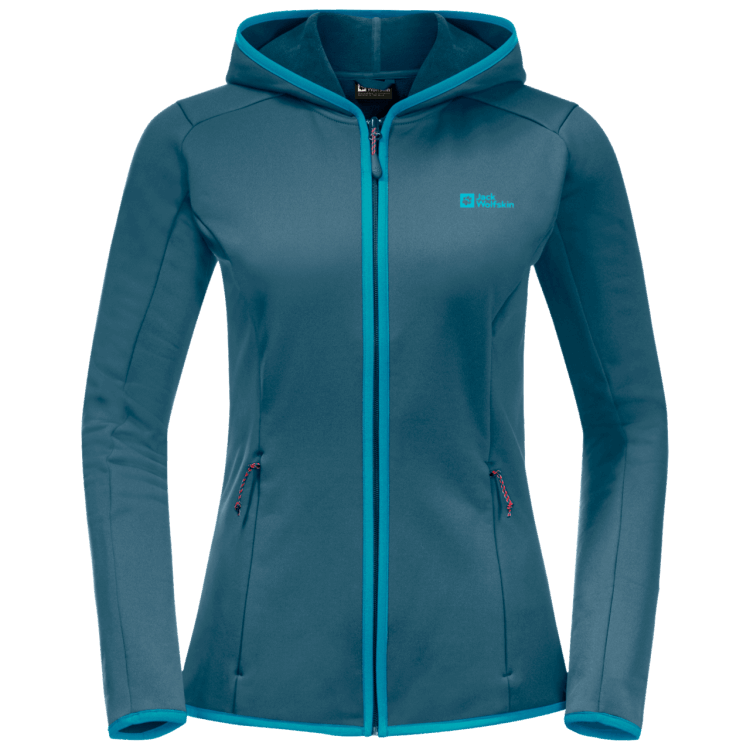 New Blue Coral Brand Jack Wolfskin Women's Baiselberg Hooded Full-Zip