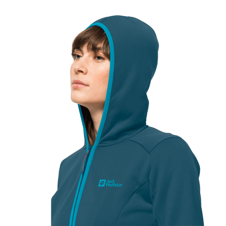 New Blue Coral Brand Jack Wolfskin Women's Baiselberg Hooded Full-Zip