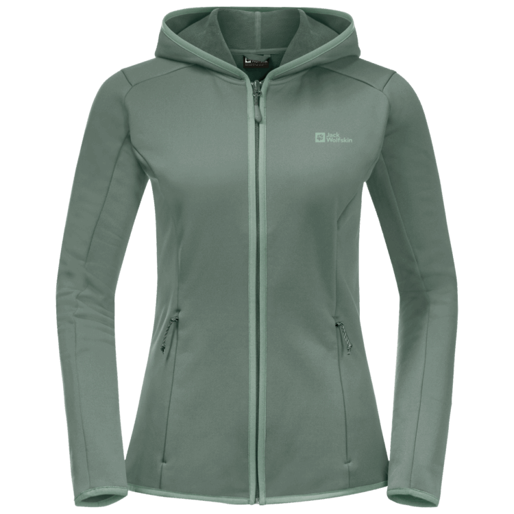 Fashion Hedge Green Women's Baiselberg Hooded Full-Zip Brand Jack Wolfskin