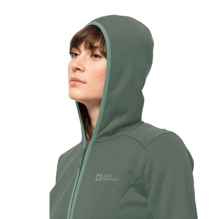 Fashion Hedge Green Women's Baiselberg Hooded Full-Zip Brand Jack Wolfskin