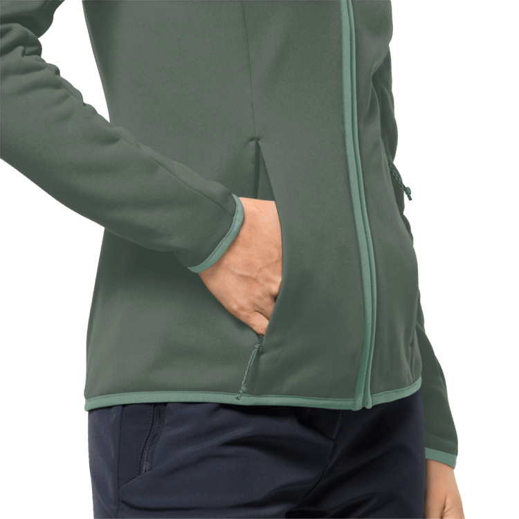 Fashion Hedge Green Women's Baiselberg Hooded Full-Zip Brand Jack Wolfskin