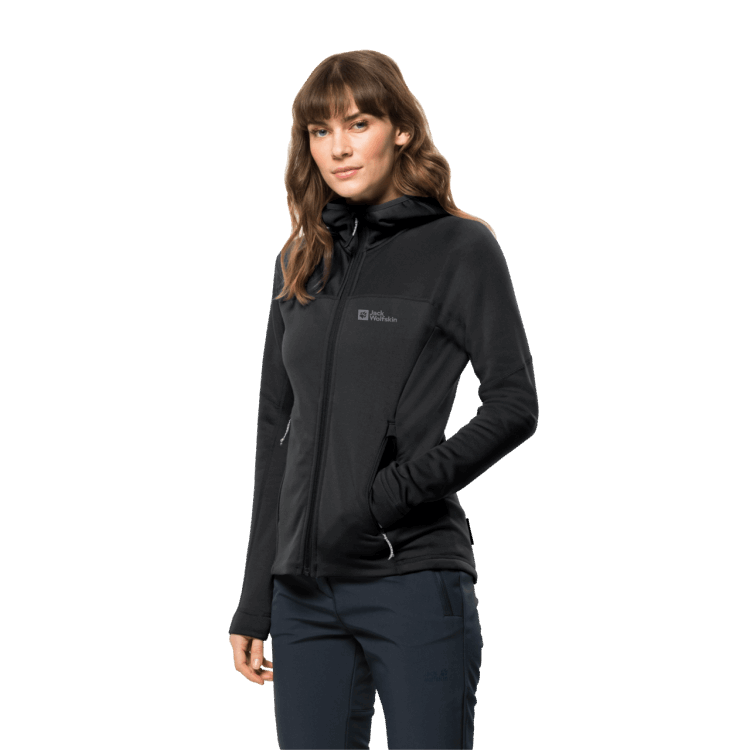 Black Origins Brand Jack Wolfskin Women's Hirschberg Hooded Full-Zip