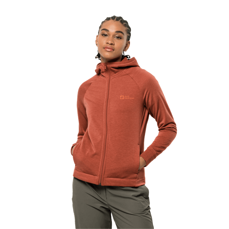 Fashion Brand Jack Wolfskin Women's Waldsee Hooded Jacket Autumn Red