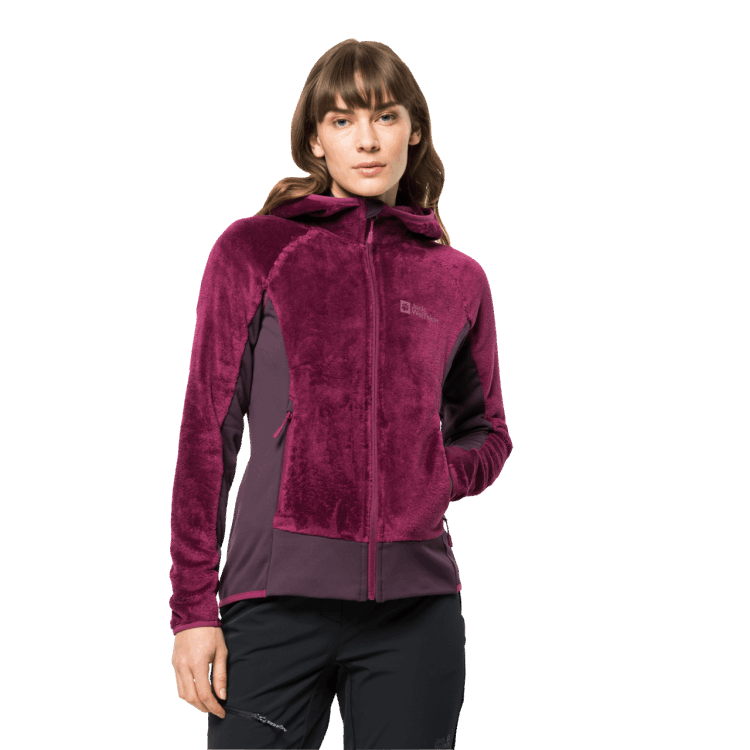 Women's Rotwand Hooded Full-Zip Original Brand Jack Wolfskin Wild Berry