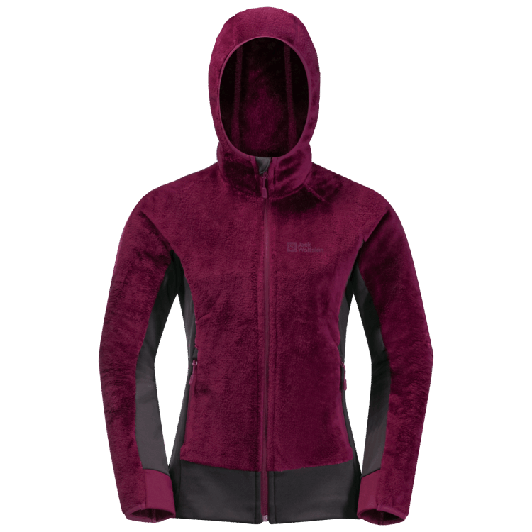 Women's Rotwand Hooded Full-Zip Original Brand Jack Wolfskin Wild Berry