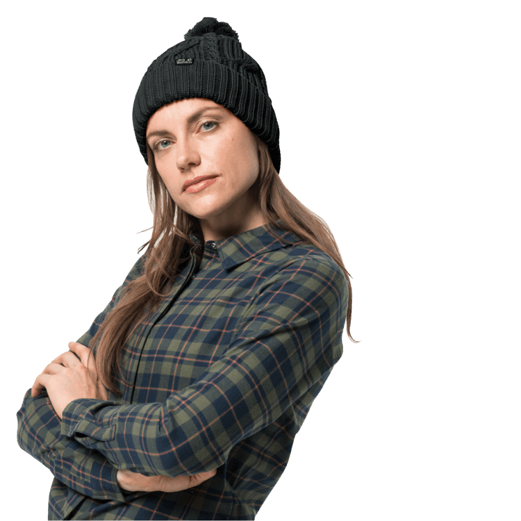 Brand Jack Wolfskin Black Stormlock Pompom Beanie New