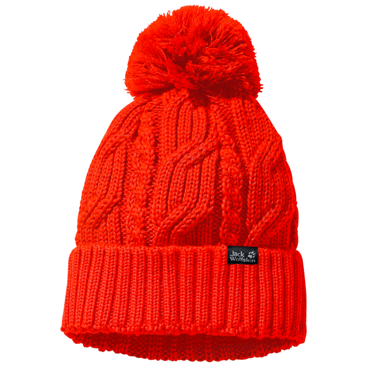 Brand Jack Wolfskin Stormlock Pompom Beanie Origin Flashing Red