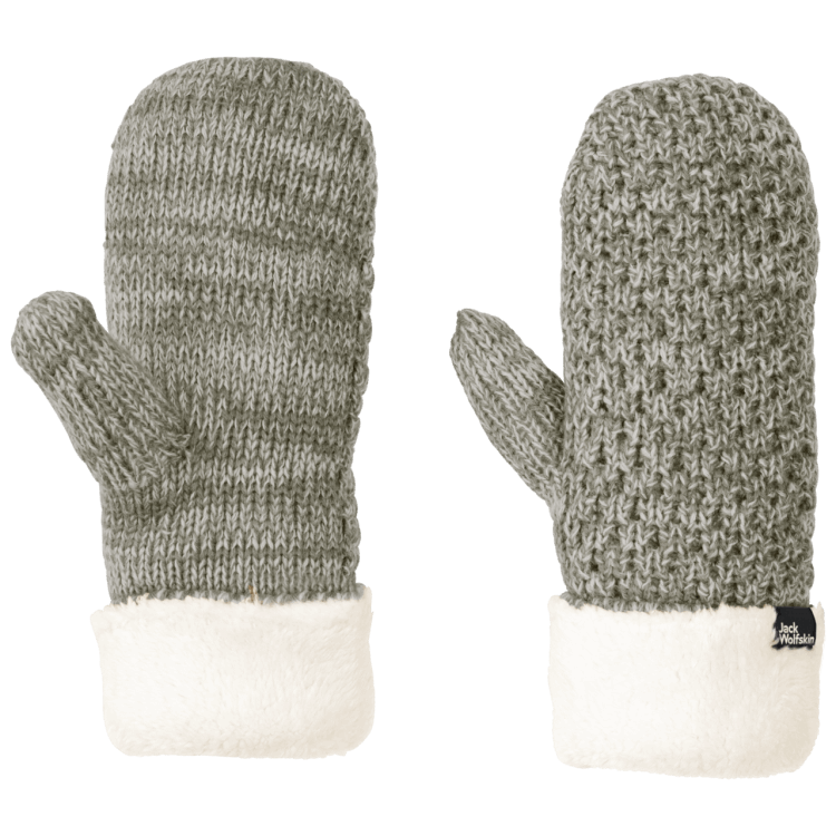 New Highloft Knit Mitten Women Brand Jack Wolfskin Dusty Olive