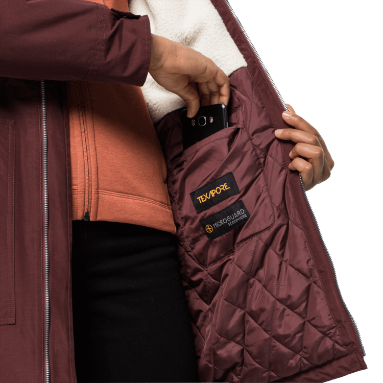 Brand Jack Wolfskin Cordovan Red Origins Rocky Point Parka