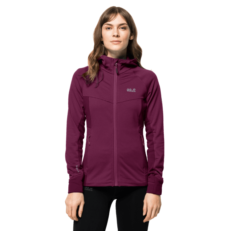 Women's Hydro Grid Fleece Origins Brand Jack Wolfskin Wild Berry