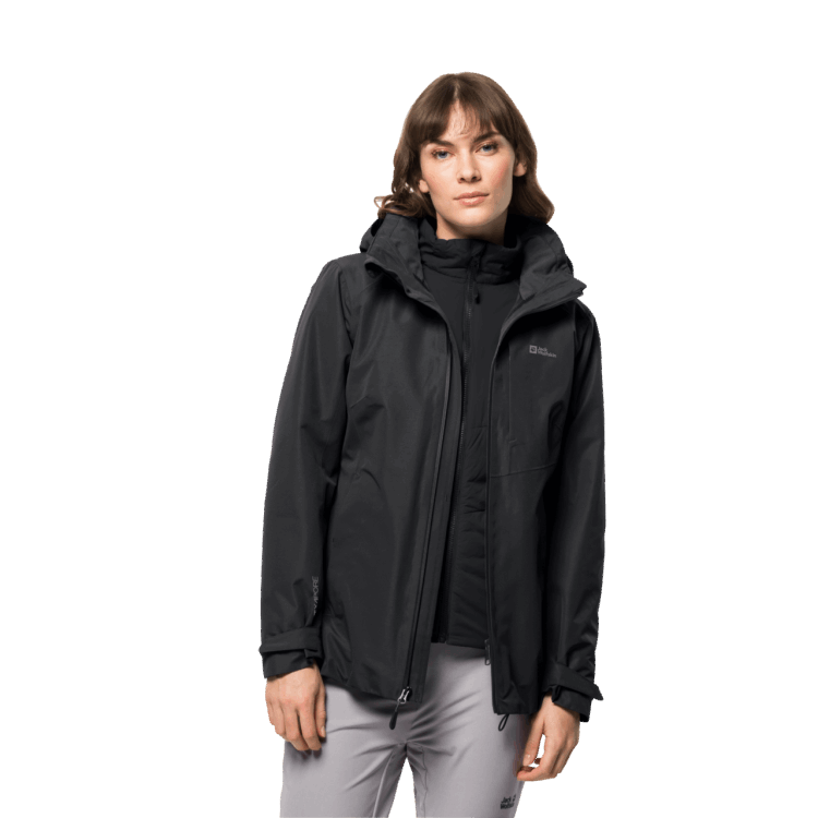 Black Origin Brand Jack Wolfskin Women's Bergland 3In1 Jacket