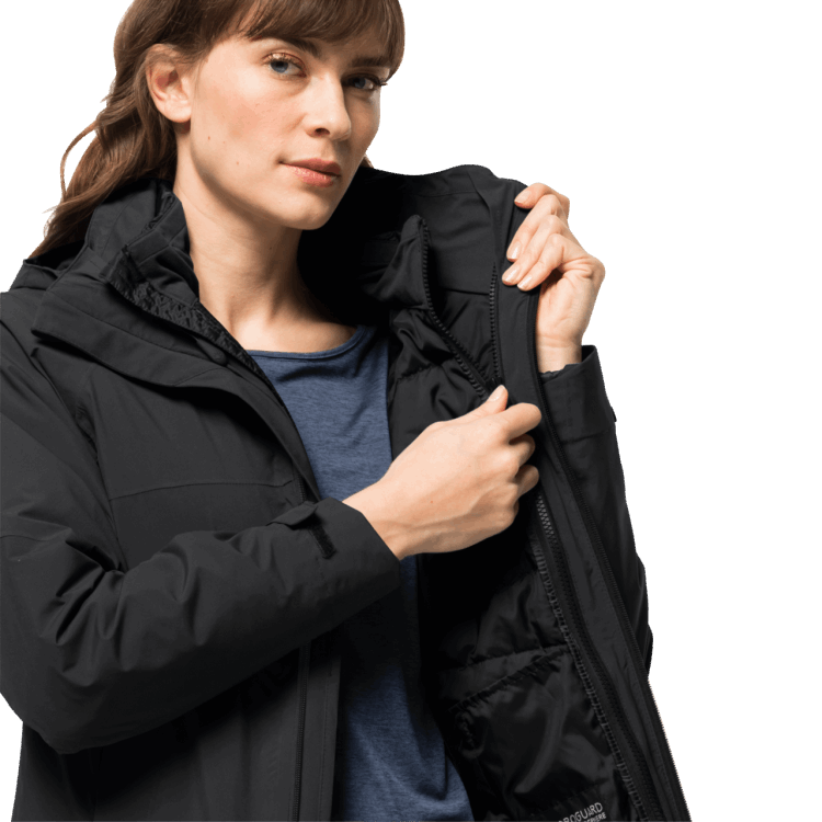 Black Women's Feldberg 3In1 Jacket Brands Brand Jack Wolfskin