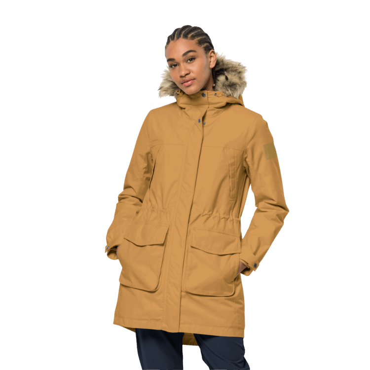 Brand Jack Wolfskin Women's Winterfrost Insulated Parka Collections Amber Gold