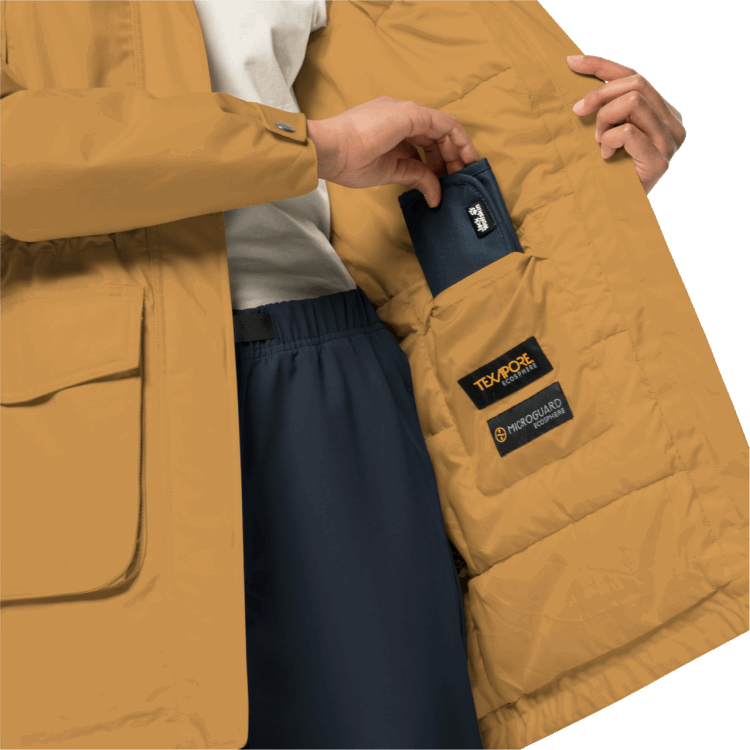Brand Jack Wolfskin Women's Winterfrost Insulated Parka Collections Amber Gold