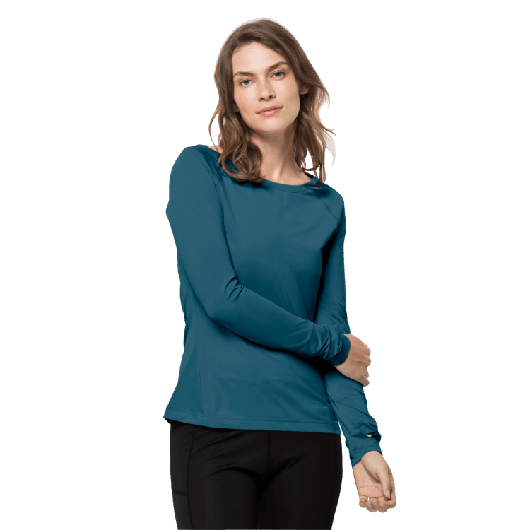 Brand Jack Wolfskin Women's Tasman Long Sleeve Origins Blue Coral