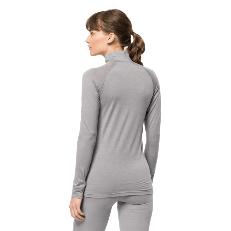 Medium Grey Brand Jack Wolfskin Women's Alpspitze Wool Long Sleeve Half-Zip Hot