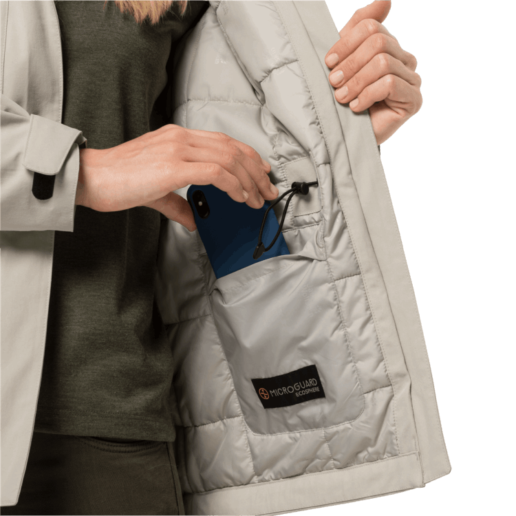 Best Women's White Frost Jacket Dusty Grey Brand Jack Wolfskin