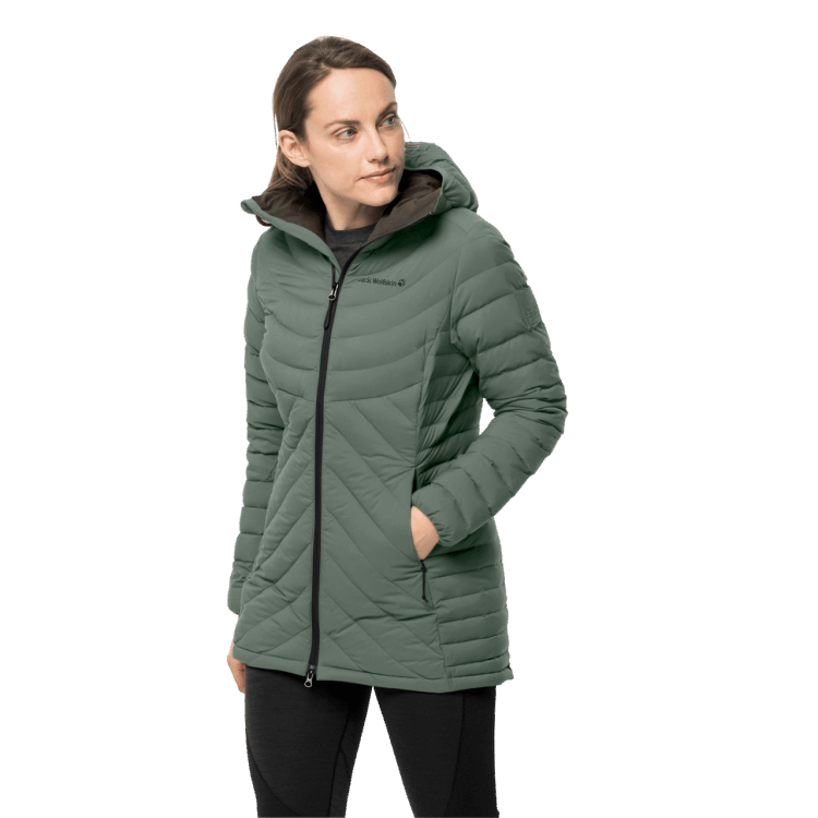 Brand Jack Wolfskin New Women's Athletic Down Coat Hedge Green