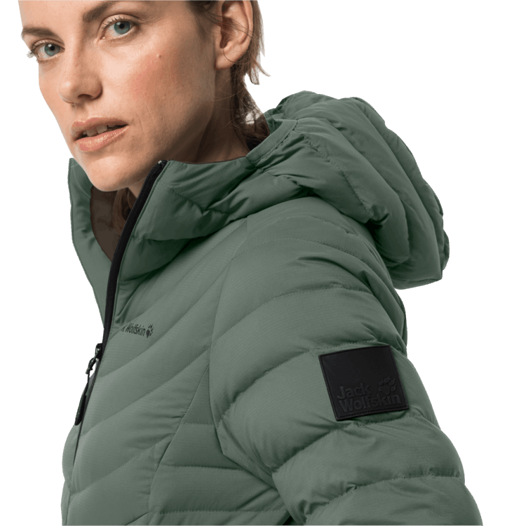 Brand Jack Wolfskin New Women's Athletic Down Coat Hedge Green