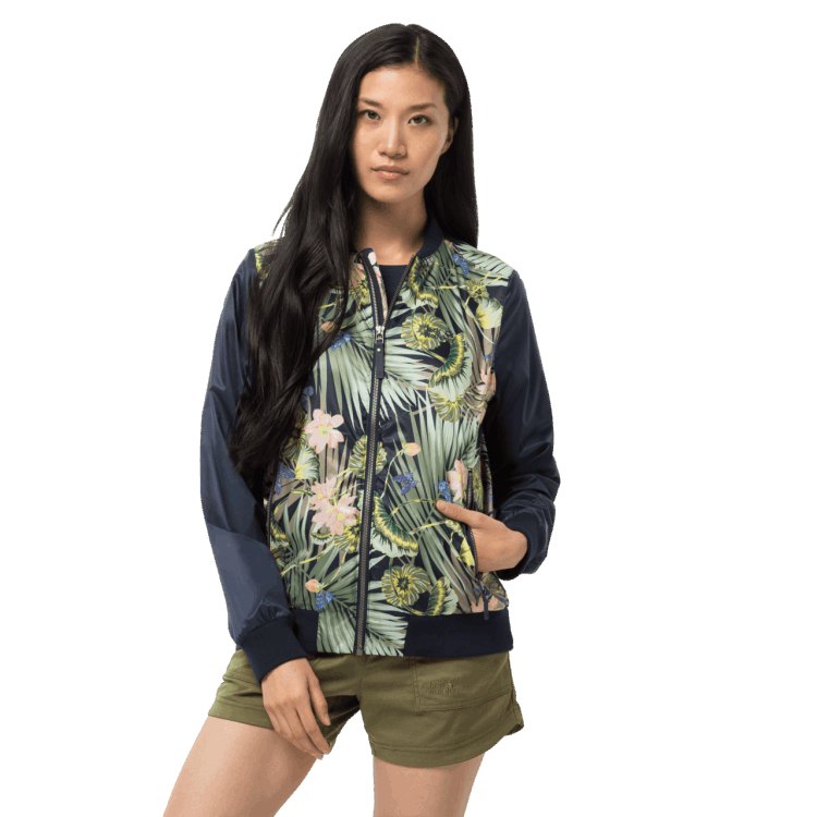 Women's Paradise Blouson Brand Jack Wolfskin Midnight Blue All Over Origins