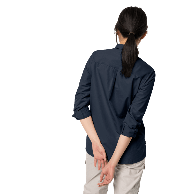 Women's Lakeside Roll-Up Shirt Midnight Blue Brand Jack Wolfskin Hot