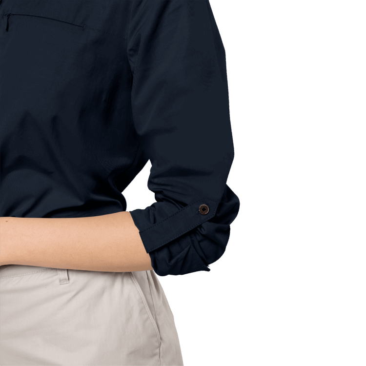 Women's Lakeside Roll-Up Shirt Midnight Blue Brand Jack Wolfskin Hot