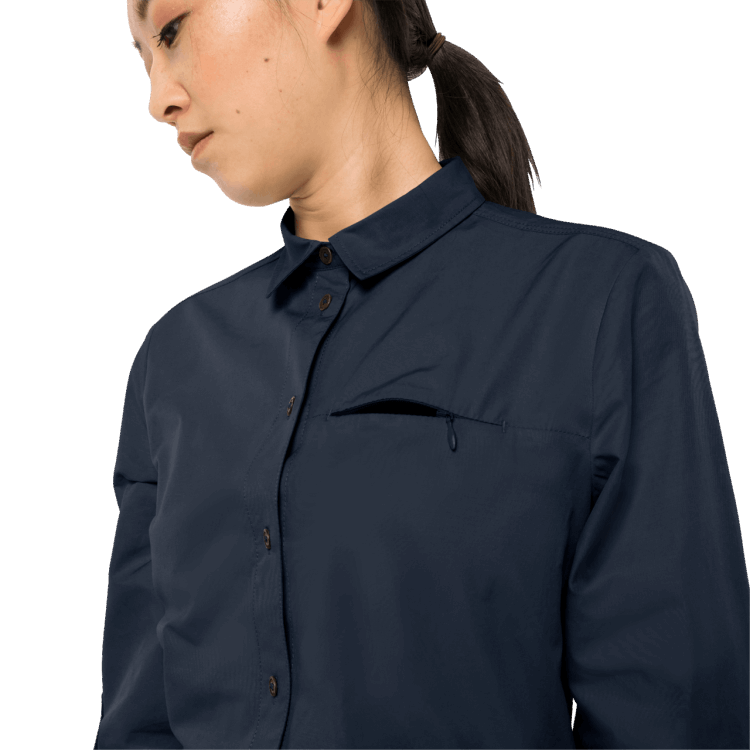 Women's Lakeside Roll-Up Shirt Midnight Blue Brand Jack Wolfskin Hot