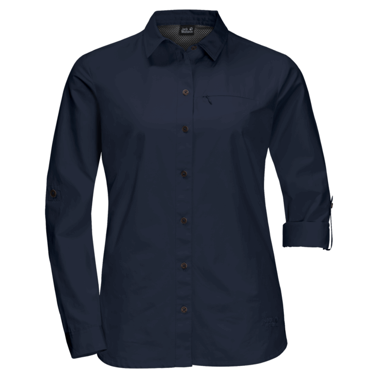 Women's Lakeside Roll-Up Shirt Midnight Blue Brand Jack Wolfskin Hot