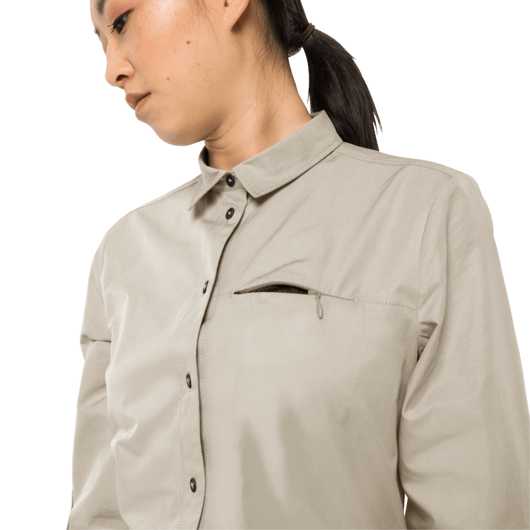 Women's Lakeside Roll-Up Shirt Dusty Grey Best Brand Jack Wolfskin