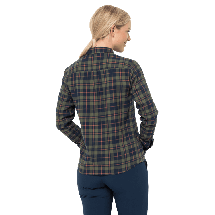 Women's Carson Shirt New Brand Jack Wolfskin Midnight Blue Checks
