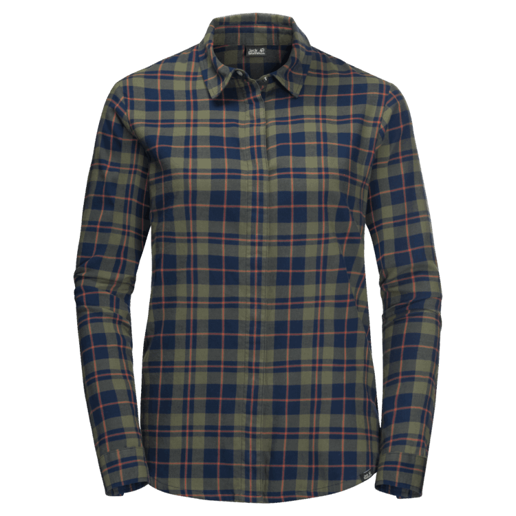 Women's Carson Shirt New Brand Jack Wolfskin Midnight Blue Checks