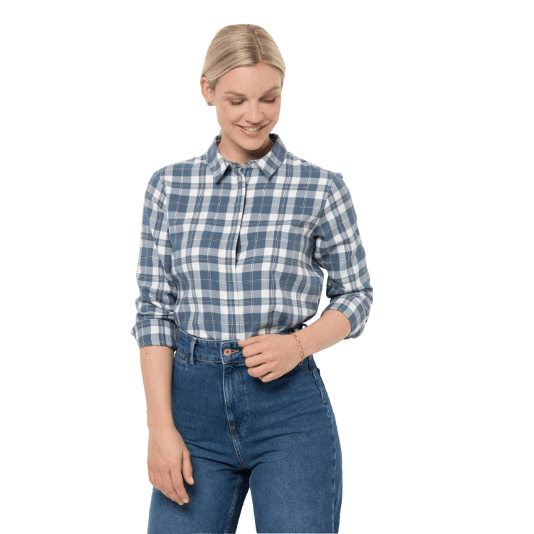 Women's Carson Shirt Fashion Frost Blue Checks Brand Jack Wolfskin
