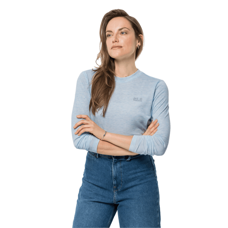 Crystal Blue Women's JWP Ls T Brand Jack Wolfskin Collections