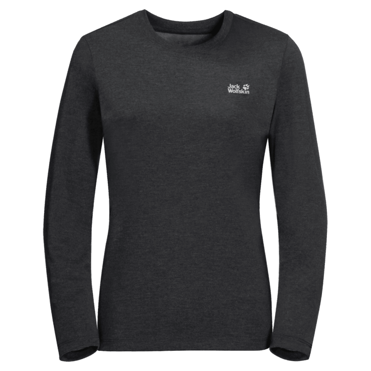 Black Women's JWP Ls T Origin Brand Jack Wolfskin
